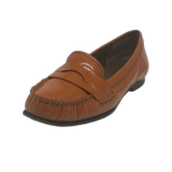 Cole Haan Burnt Orange Patent Leather Loafers Size 7.5 - Picture 1 of 9